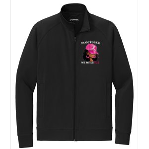 In October We Wear P.I.N.K. Black Woman Breast Cancer Awareness Stretch Full-Zip Cadet Jacket