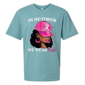 In October We Wear P.I.N.K. Black Woman Breast Cancer Awareness Sueded Cloud Jersey T-Shirt