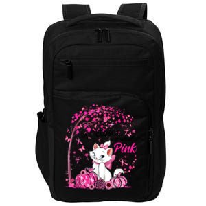 In October We Wear Pink Leopard Cat Breast Cancer Awareness Impact Tech Backpack