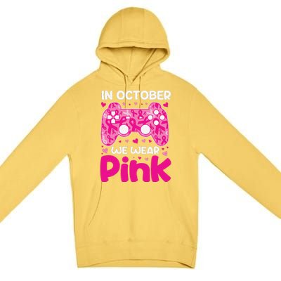 In October We Wear Pin.K Breast Cancer Gaming Premium Pullover Hoodie