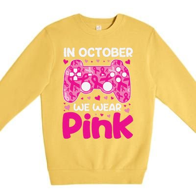 In October We Wear Pin.K Breast Cancer Gaming Premium Crewneck Sweatshirt