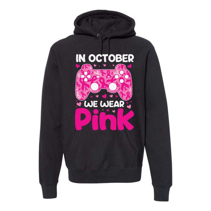 In October We Wear Pin.K Breast Cancer Gaming Premium Hoodie