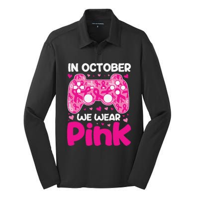 In October We Wear Pin.K Breast Cancer Gaming Silk Touch Performance Long Sleeve Polo