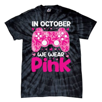 In October We Wear Pin.K Breast Cancer Gaming Tie-Dye T-Shirt