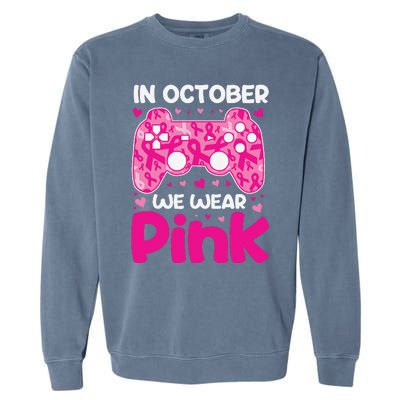 In October We Wear Pin.K Breast Cancer Gaming Garment-Dyed Sweatshirt