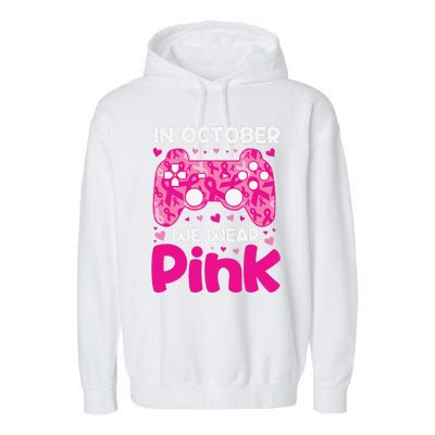 In October We Wear Pin.K Breast Cancer Gaming Garment-Dyed Fleece Hoodie