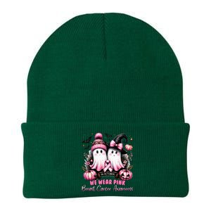 In October We Wear Ghost Witch Breast Cancer Awareness Knit Cap Winter Beanie