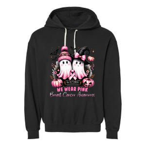 In October We Wear Ghost Witch Breast Cancer Awareness Garment-Dyed Fleece Hoodie