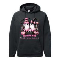 In October We Wear Ghost Witch Breast Cancer Awareness Performance Fleece Hoodie