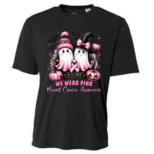 In October We Wear Ghost Witch Breast Cancer Awareness Cooling Performance Crew T-Shirt