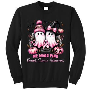 In October We Wear Ghost Witch Breast Cancer Awareness Sweatshirt