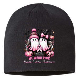 In October We Wear Ghost Witch Breast Cancer Awareness Sustainable Beanie