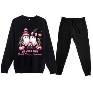 In October We Wear Ghost Witch Breast Cancer Awareness Premium Crewneck Sweatsuit Set