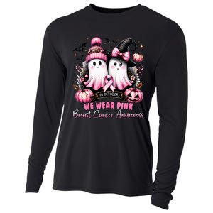 In October We Wear Ghost Witch Breast Cancer Awareness Cooling Performance Long Sleeve Crew