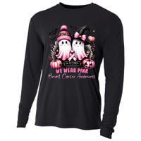 In October We Wear Ghost Witch Breast Cancer Awareness Cooling Performance Long Sleeve Crew