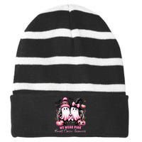 In October We Wear Ghost Witch Breast Cancer Awareness Striped Beanie with Solid Band