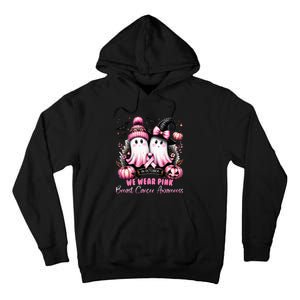 In October We Wear Ghost Witch Breast Cancer Awareness Tall Hoodie