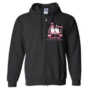 In October We Wear Ghost Witch Breast Cancer Awareness Full Zip Hoodie