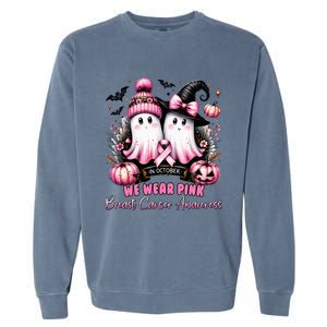 In October We Wear Ghost Witch Breast Cancer Awareness Garment-Dyed Sweatshirt