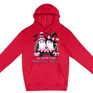 In October We Wear Ghost Witch Breast Cancer Awareness Premium Pullover Hoodie