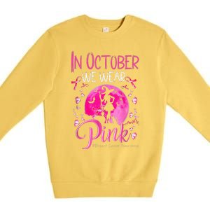 In October We Wear Pink Pumpkin Breast Cancer Awareness Cute Premium Crewneck Sweatshirt