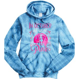 In October We Wear Pink Pumpkin Breast Cancer Awareness Cute Tie Dye Hoodie