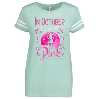 In October We Wear Pink Pumpkin Breast Cancer Awareness Cute Enza Ladies Jersey Football T-Shirt