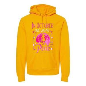 In October We Wear Pink Pumpkin Breast Cancer Awareness Cute Premium Hoodie