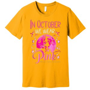 In October We Wear Pink Pumpkin Breast Cancer Awareness Cute Premium T-Shirt