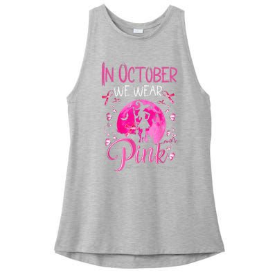 In October We Wear Pink Pumpkin Breast Cancer Awareness Cute Ladies PosiCharge Tri-Blend Wicking Tank