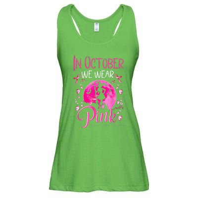 In October We Wear Pink Pumpkin Breast Cancer Awareness Cute Ladies Essential Flowy Tank