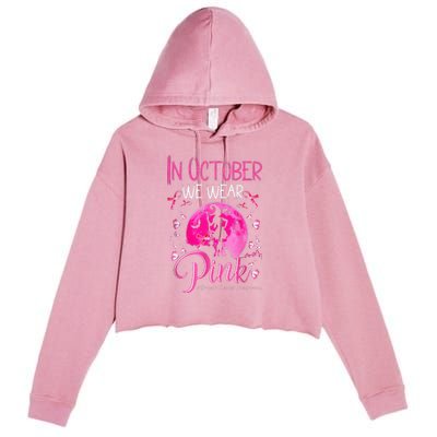 In October We Wear Pink Pumpkin Breast Cancer Awareness Cute Crop Fleece Hoodie