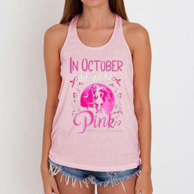 In October We Wear Pink Pumpkin Breast Cancer Awareness Cute Women's Knotted Racerback Tank