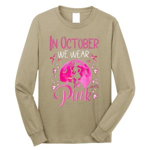 In October We Wear Pink Pumpkin Breast Cancer Awareness Cute Long Sleeve Shirt