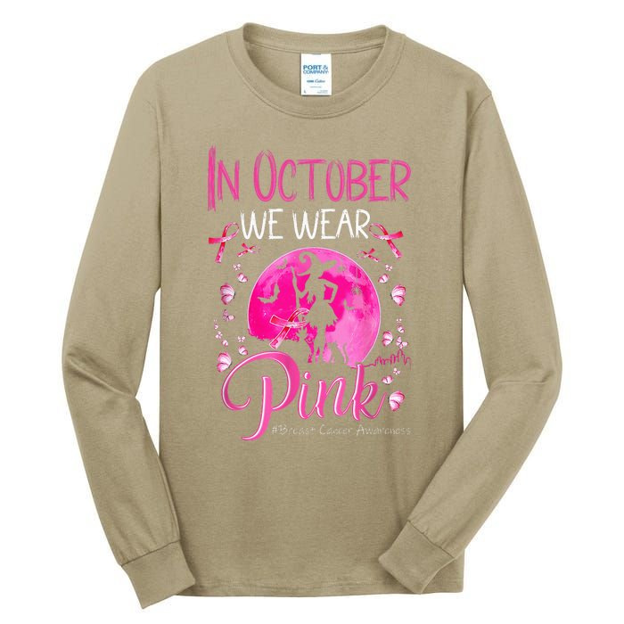 In October We Wear Pink Pumpkin Breast Cancer Awareness Cute Tall Long Sleeve T-Shirt