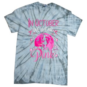 In October We Wear Pink Pumpkin Breast Cancer Awareness Cute Tie-Dye T-Shirt