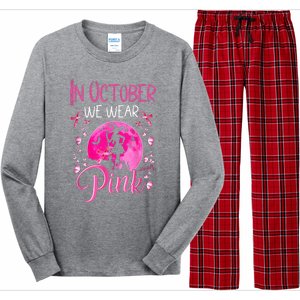 In October We Wear Pink Pumpkin Breast Cancer Awareness Cute Long Sleeve Pajama Set