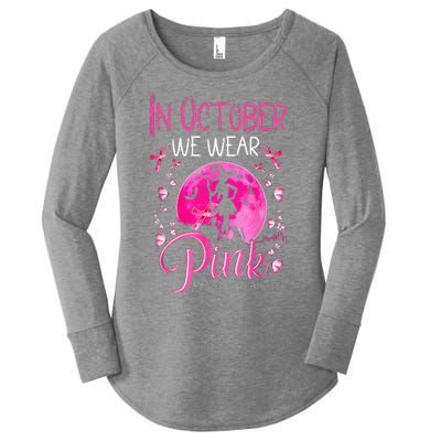 In October We Wear Pink Pumpkin Breast Cancer Awareness Cute Women's Perfect Tri Tunic Long Sleeve Shirt