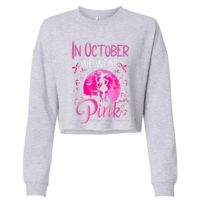 In October We Wear Pink Pumpkin Breast Cancer Awareness Cute Cropped Pullover Crew