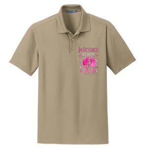 In October We Wear Pink Pumpkin Breast Cancer Awareness Cute Dry Zone Grid Polo