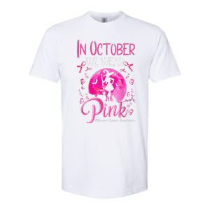 In October We Wear Pink Pumpkin Breast Cancer Awareness Cute Softstyle CVC T-Shirt