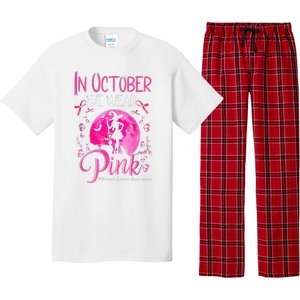 In October We Wear Pink Pumpkin Breast Cancer Awareness Cute Pajama Set