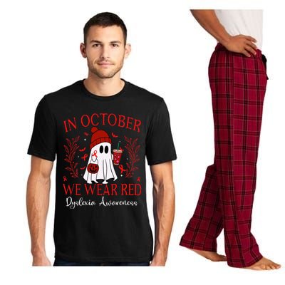 In October We Wear Red Ghost Halloween Dyslexia Awareness Pajama Set