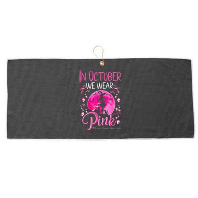 In October We Wear Breast Cancer Awareness Large Microfiber Waffle Golf Towel