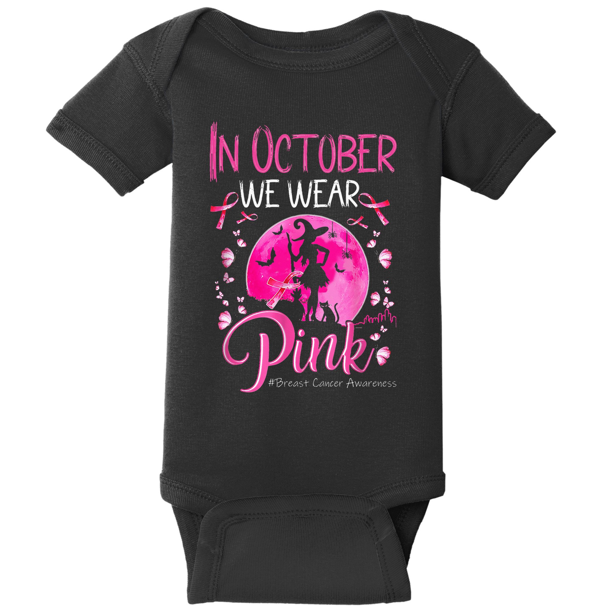 In October We Wear Breast Cancer Awareness Baby Bodysuit