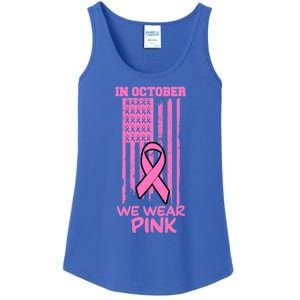 In October We Wear Pink American Flag Support Breast Cancer Great Gift Ladies Essential Tank