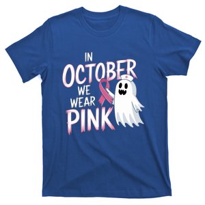 In October We Wear Nurse Ghost Halloween Breast Cancer Great Gift T-Shirt