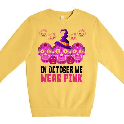 In October We Wear Pink Day Of The Dead Skulls Premium Crewneck Sweatshirt