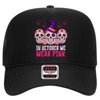 In October We Wear Pink Day Of The Dead Skulls High Crown Mesh Back Trucker Hat