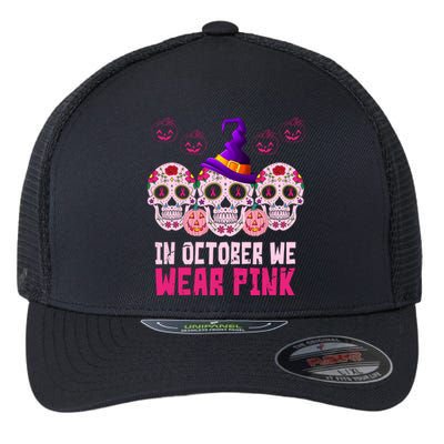 In October We Wear Pink Day Of The Dead Skulls Flexfit Unipanel Trucker Cap